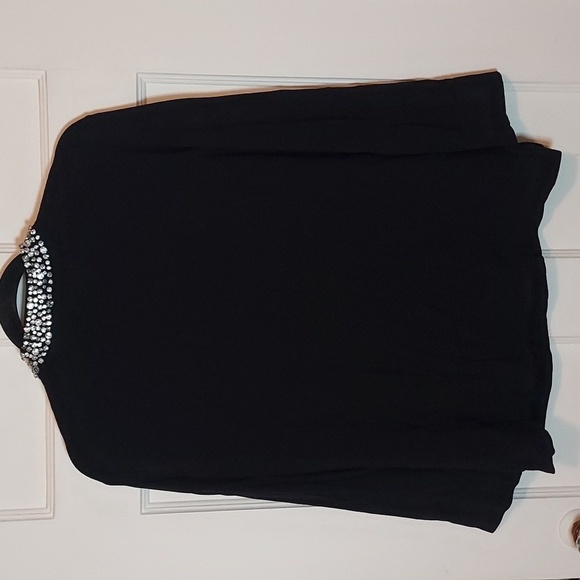 Ann Taylor Rhinestone Neckline Cardigan in Black - Picture 12 of 16